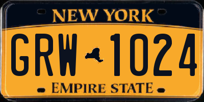 NY license plate GRW1024