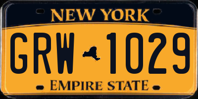 NY license plate GRW1029