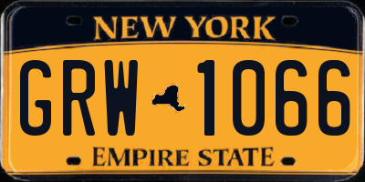 NY license plate GRW1066