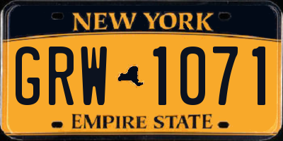 NY license plate GRW1071