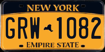 NY license plate GRW1082