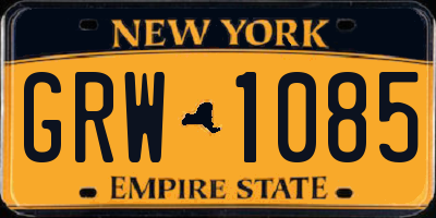 NY license plate GRW1085