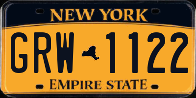 NY license plate GRW1122