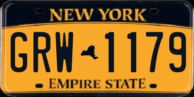 NY license plate GRW1179