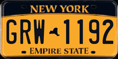 NY license plate GRW1192