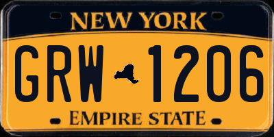 NY license plate GRW1206