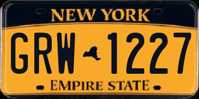 NY license plate GRW1227
