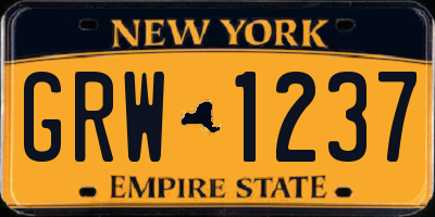 NY license plate GRW1237