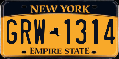NY license plate GRW1314