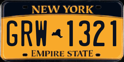 NY license plate GRW1321