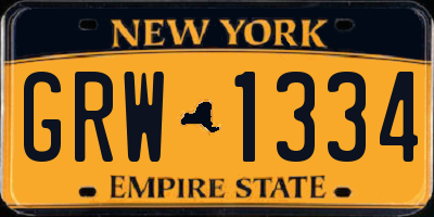 NY license plate GRW1334