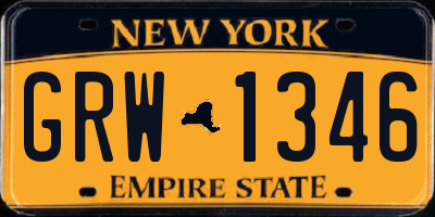 NY license plate GRW1346