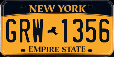 NY license plate GRW1356