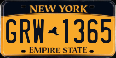 NY license plate GRW1365