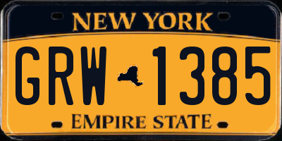 NY license plate GRW1385