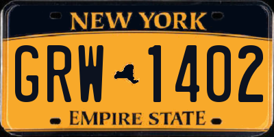 NY license plate GRW1402
