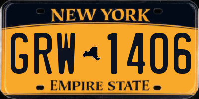 NY license plate GRW1406