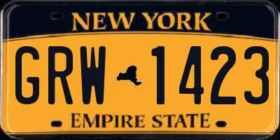 NY license plate GRW1423