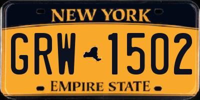 NY license plate GRW1502