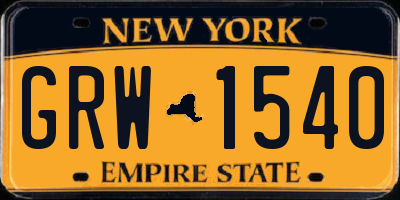 NY license plate GRW1540