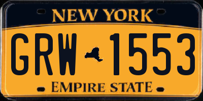 NY license plate GRW1553