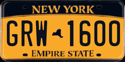 NY license plate GRW1600