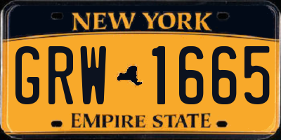 NY license plate GRW1665