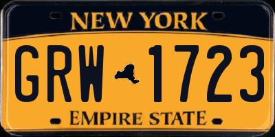 NY license plate GRW1723