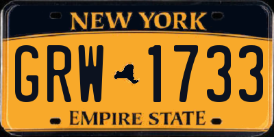 NY license plate GRW1733