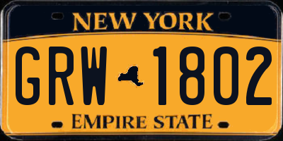 NY license plate GRW1802