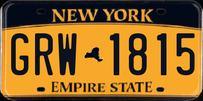 NY license plate GRW1815