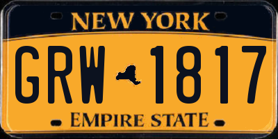NY license plate GRW1817