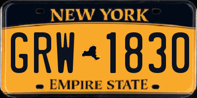 NY license plate GRW1830