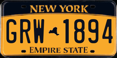 NY license plate GRW1894