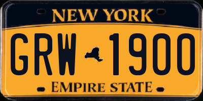 NY license plate GRW1900