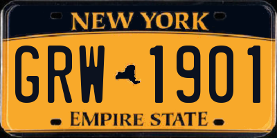 NY license plate GRW1901