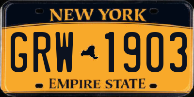 NY license plate GRW1903