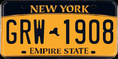 NY license plate GRW1908