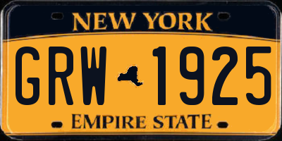 NY license plate GRW1925