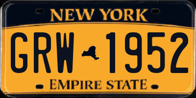 NY license plate GRW1952