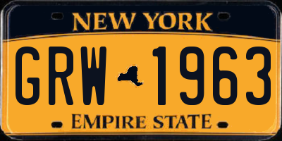 NY license plate GRW1963