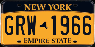 NY license plate GRW1966