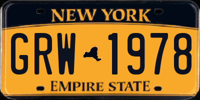 NY license plate GRW1978