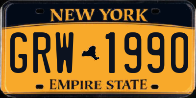 NY license plate GRW1990