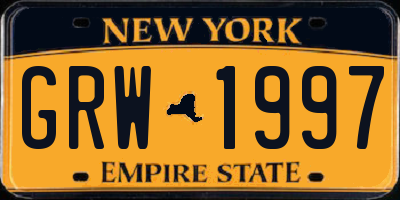 NY license plate GRW1997