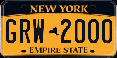 NY license plate GRW2000