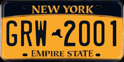 NY license plate GRW2001