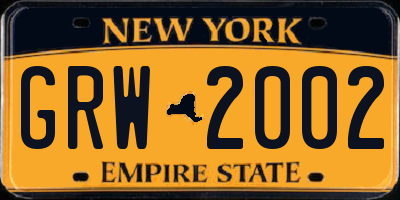 NY license plate GRW2002