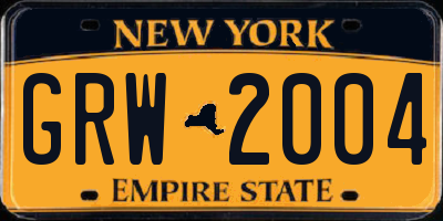 NY license plate GRW2004
