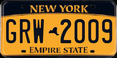 NY license plate GRW2009